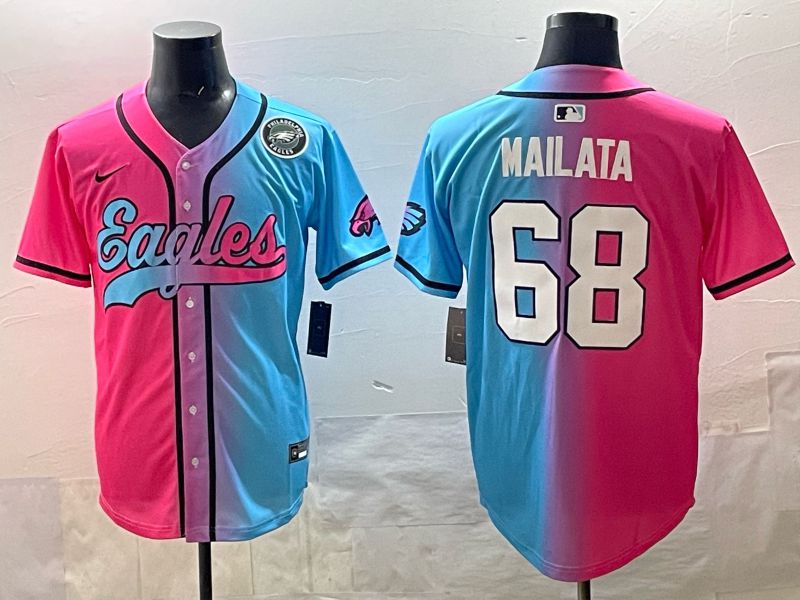 Men 2025 Philadelphia Eagles #68 Mailata Blue pink Nike Limited NFL Jersey style 09->philadelphia eagles->NFL Jersey